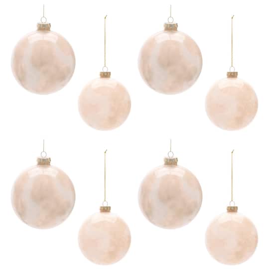 Melrose Beige Frosted Glass Ball Ornament Set